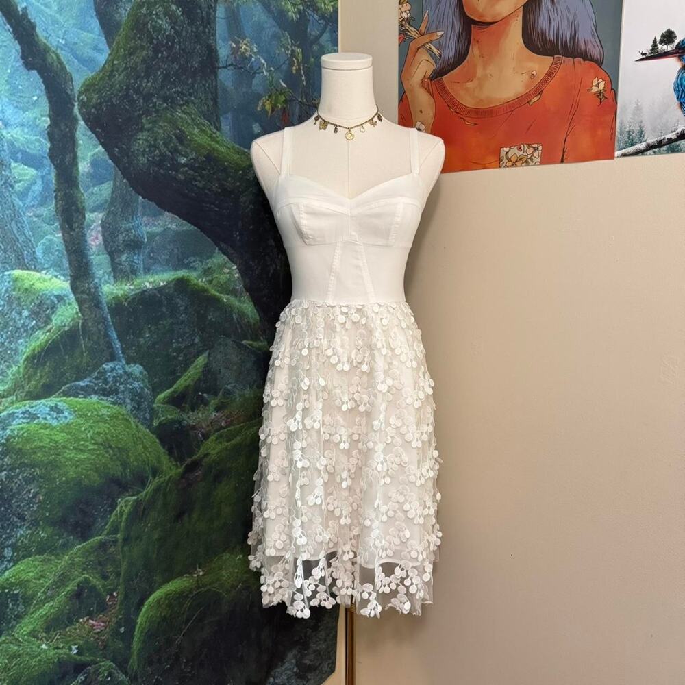 amanda uprichard white floral applique mini dress coquette romantic bridal